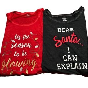 Motherhood Maternity Christmas Shirts Bundle of 2